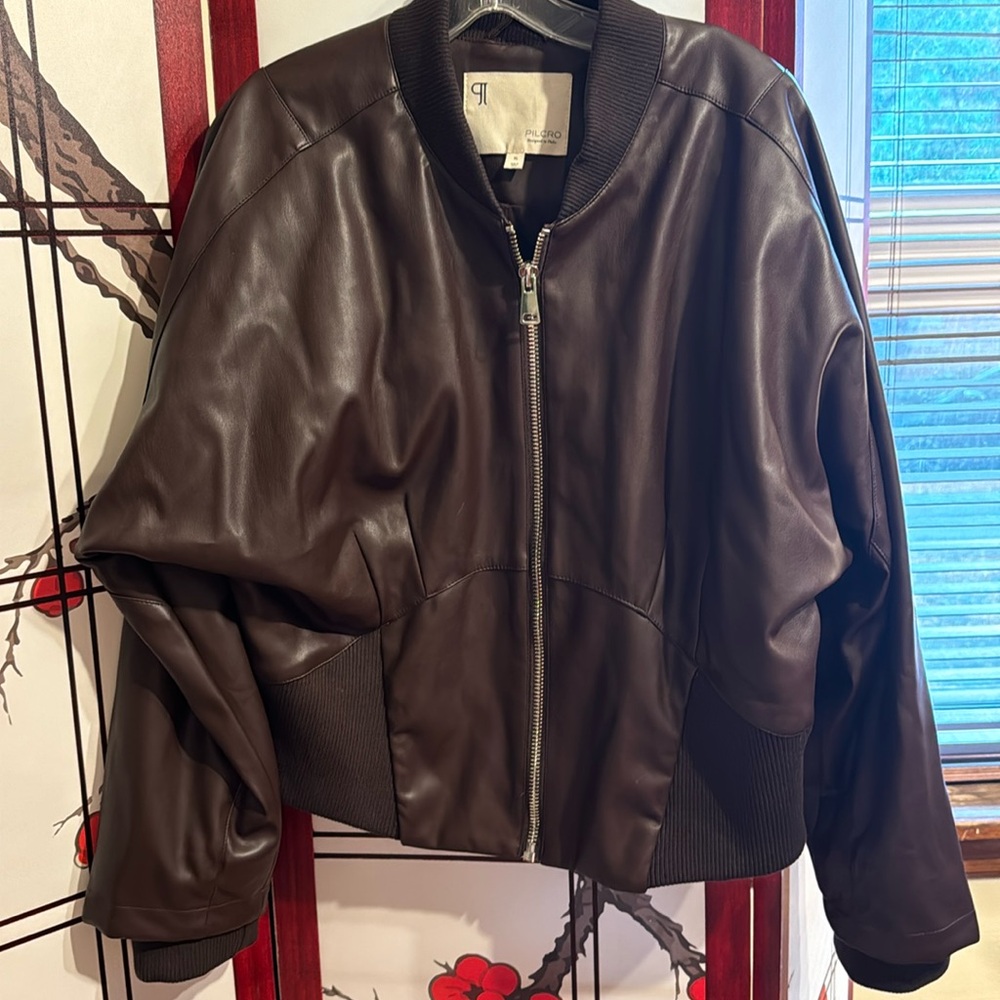 Chocolate brown faux leather corset style jacket